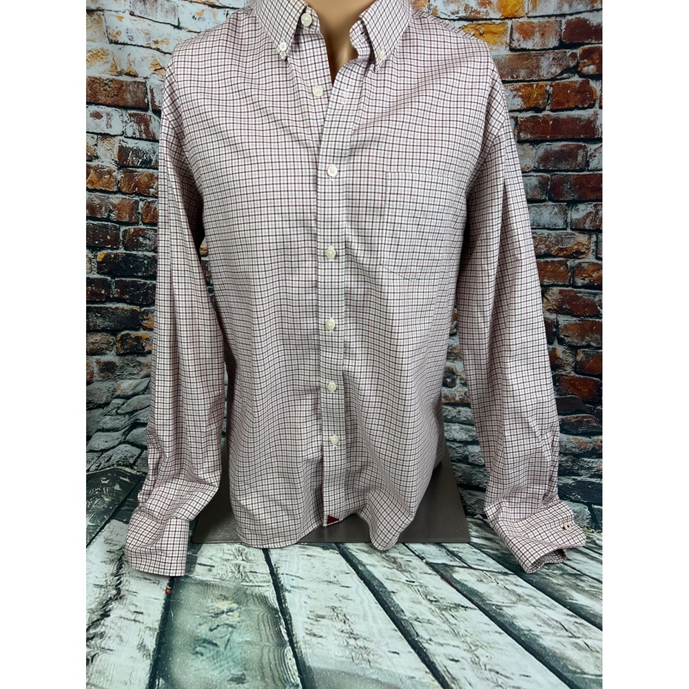 UNTUCKit Verone WF Men's Red Check Wrinkle Free Cotton Button Down Shirt Large